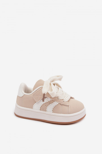 Kindersneaker mit Klettverschlüssen aus Kunstleder in sandfarbener Farbe Zoya