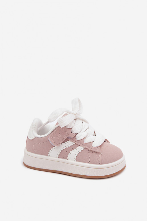 Kindersneaker mit Klettverschlüssen aus Kunstleder in rosa Farbe Zoya