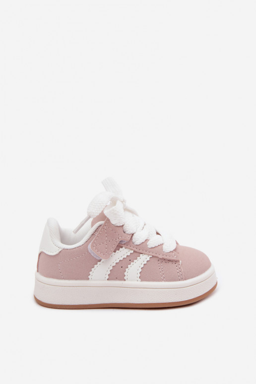 Kindersneaker mit Klettverschlüssen aus Kunstleder in rosa Farbe Zoya
