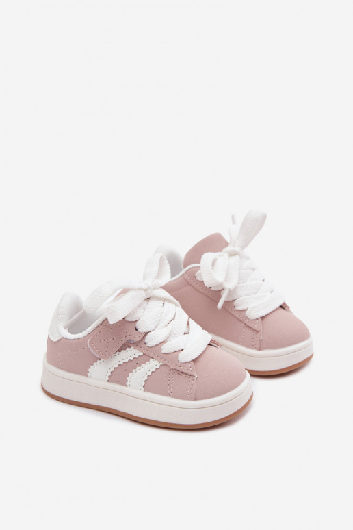 Kindersneaker mit Klettverschlüssen aus Kunstleder in rosa Farbe Zoya