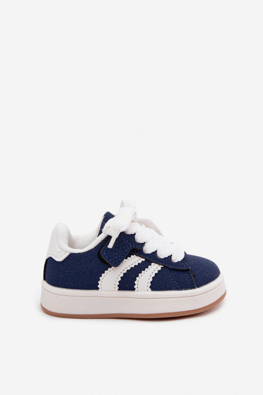 Kindersneaker mit Klettverschlüssen aus Kunstleder in dunkelblauer Farbe Zoya