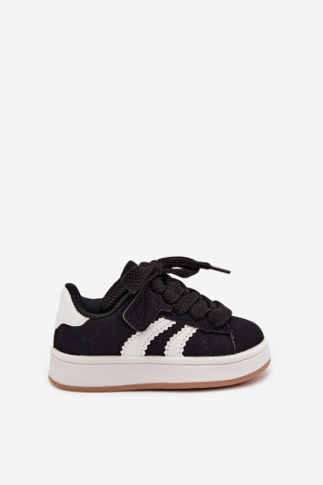 Kindersneaker mit Klettverschlüssen aus Kunstleder in schwarzer Farbe Zoya 2