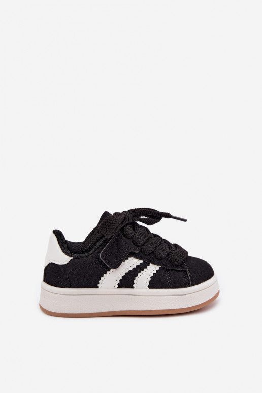 Kindersneaker mit Klettverschlüssen aus Kunstleder in schwarzer Farbe Zoya