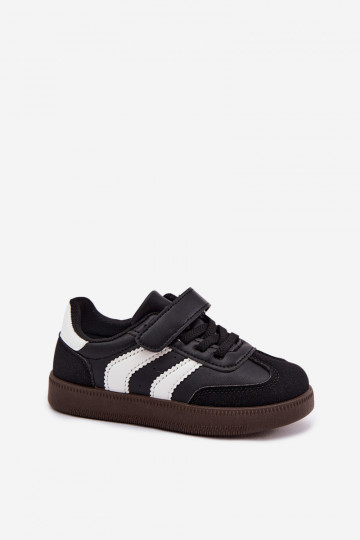 Kindersneaker mit Klettverschlüssen aus Kunstleder in schwarzer Farbe Ronja