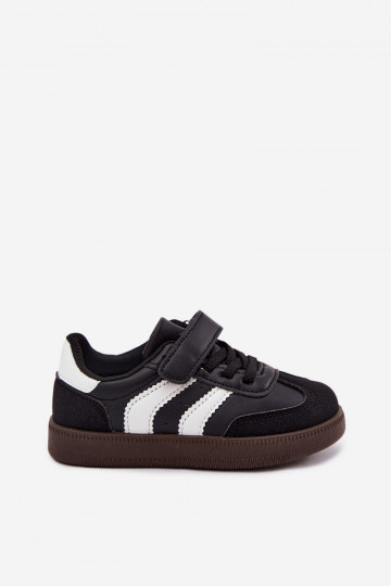 Kindersneaker mit Klettverschlüssen aus Kunstleder in schwarzer Farbe Ronja 2