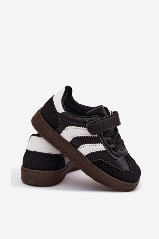 Kindersneaker mit Klettverschlüssen aus Kunstleder in schwarzer Farbe Ronja