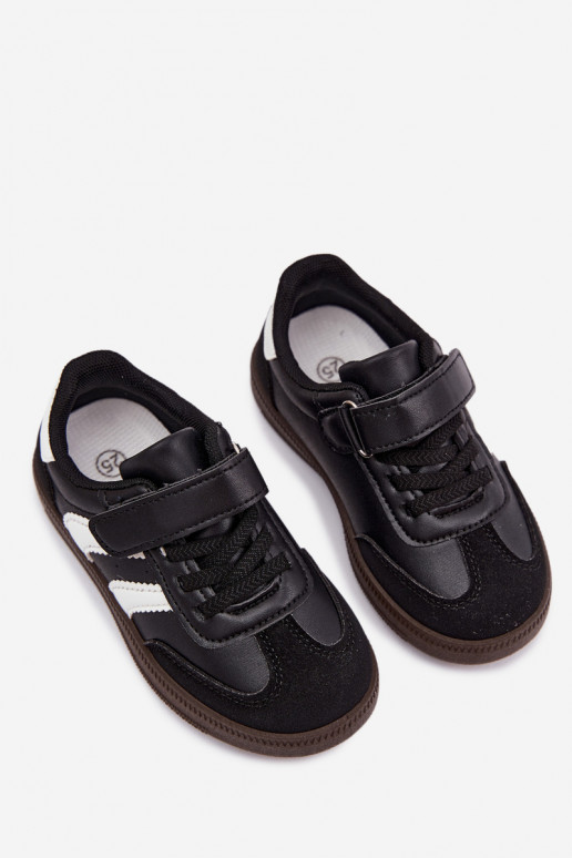 Kindersneaker mit Klettverschlüssen aus Kunstleder in schwarzer Farbe Ronja
