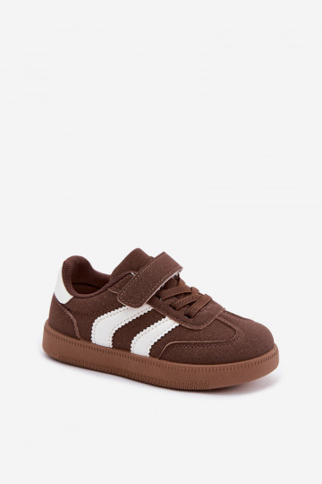 Kindersneaker mit Klettverschlüssen aus Kunstleder in brauner Farbe Ronja