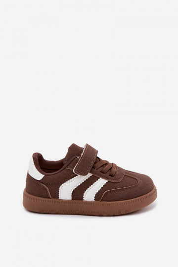 Kindersneaker mit Klettverschlüssen aus Kunstleder in brauner Farbe Ronja 2