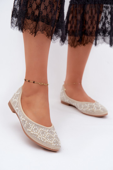 Damenballerinas mit Dekoration in Sandfarbe Lemonia 2