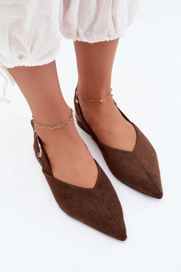 Damen Ballerinas mit Schnallen in Schokoladenfarbe Tanelia