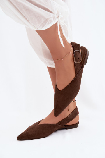 Damen Ballerinas mit Schnallen in Schokoladenfarbe Tanelia 2
