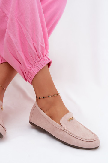 Herrenmokassins mit goldenen Details in Rosa Sarivelle