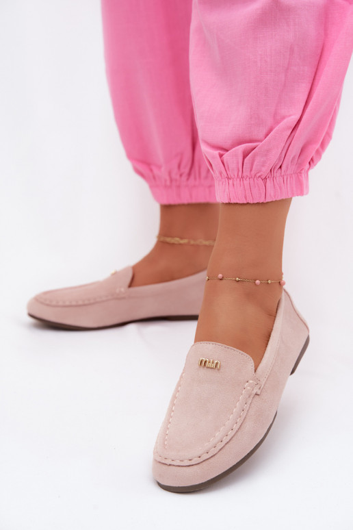 Herrenmokassins mit goldenen Details in Rosa Sarivelle