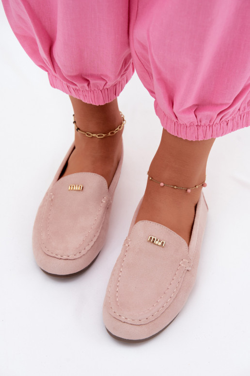 Herrenmokassins mit goldenen Details in Rosa Sarivelle