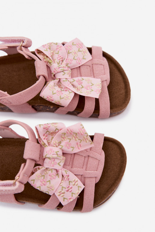 Kindersandalen mit Schleifen in Rosa Bessa
