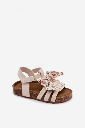 Kindersandalen mit Schleifen in Elfenbein Bessa