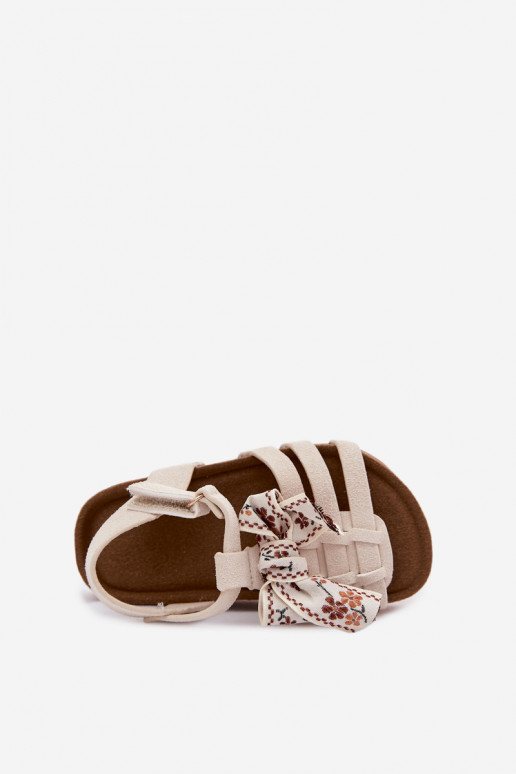 Kindersandalen mit Schleifen in Elfenbein Bessa