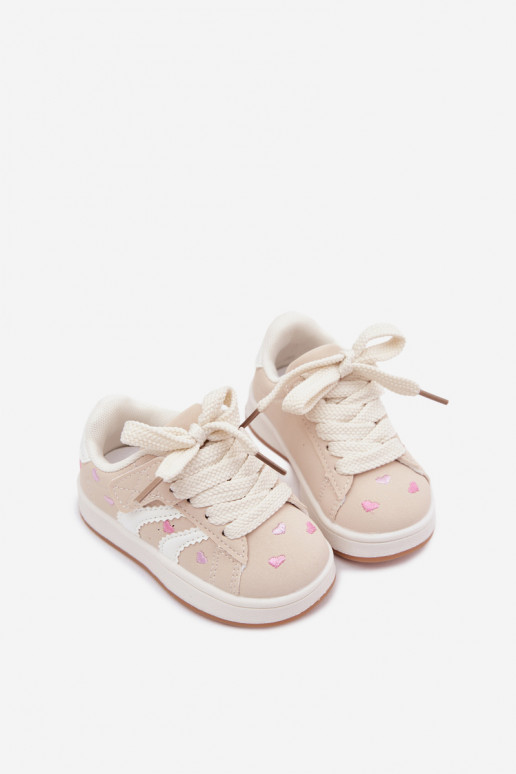 Kindersneaker mit Herzen in Sandfarbe Embla