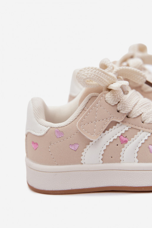 Kindersneaker mit Herzen in Sandfarbe Embla