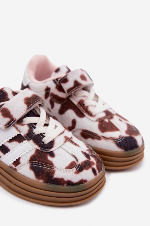 Kindersportschuhe mit Klettverschluss in Braun Satinia