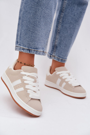 Damen-Sneaker mit Streifen in Sandfarbe Cascade