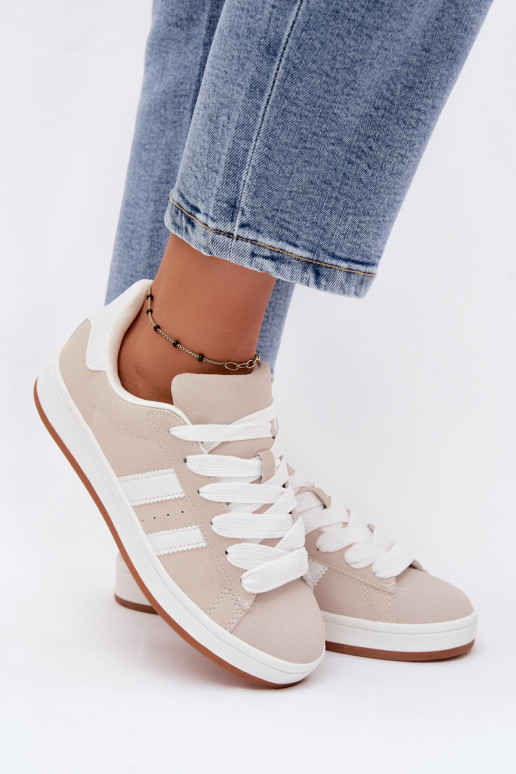 Damen-Sneaker mit Streifen in Sandfarbe Cascade