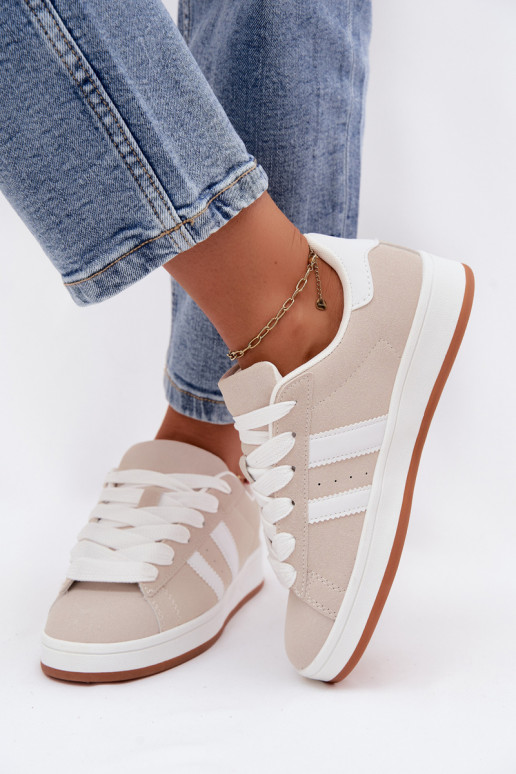 Damen-Sneaker mit Streifen in Sandfarbe Cascade