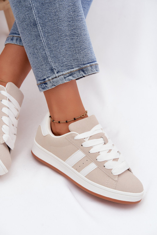 Damen-Sneaker mit Streifen in Sandfarbe Cascade