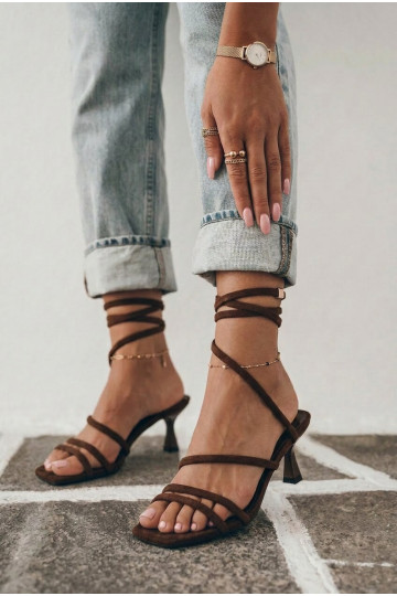Damen Sandalen mit Absatz und Riemchen in Schokoladenfarbe Samara 2