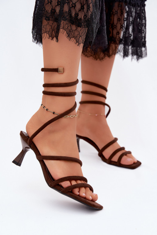 Damen Sandalen mit Absatz und Riemchen in Schokoladenfarbe Samara