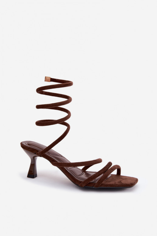 Damen Sandalen mit Absatz und Riemchen in Schokoladenfarbe Samara