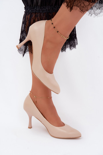Damen High Heels aus Kunstleder in Sandfarbe Zazoo 1070