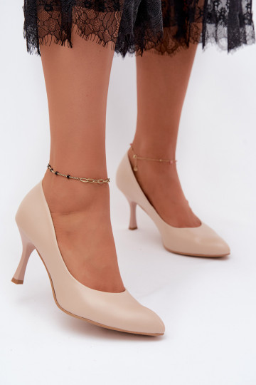 Damen High Heels aus Kunstleder in Sandfarbe Zazoo 1070 2