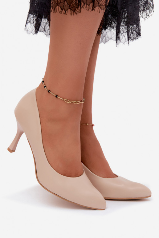 Damen High Heels aus Kunstleder in Sandfarbe Zazoo 1070