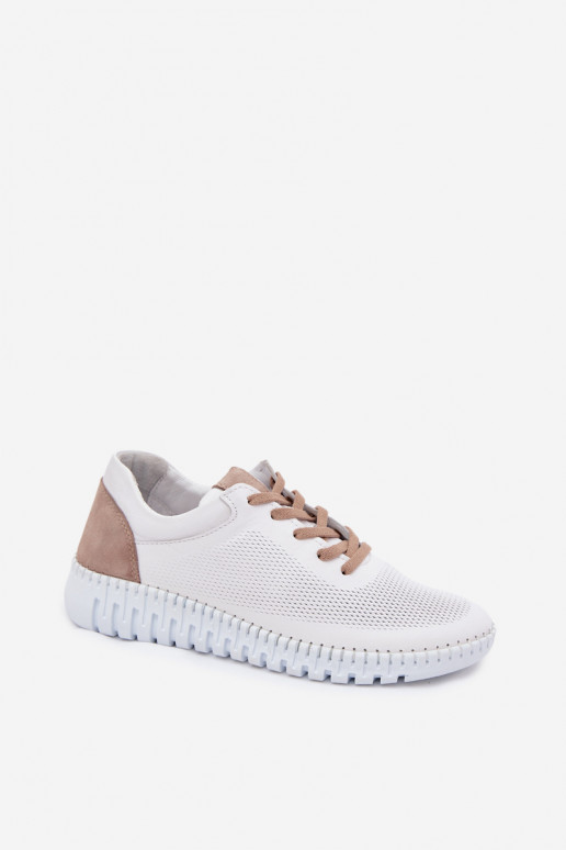 Leder-Sportschuhe für Frauen Artiker 58C3083 weiß und braun