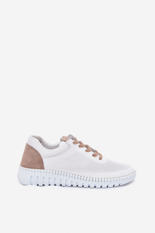 Leder-Sportschuhe für Frauen Artiker 58C3083 weiß und braun