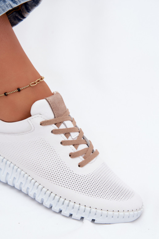 Leder-Sportschuhe für Frauen Artiker 58C3083 weiß und braun