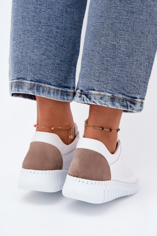 Leder-Sportschuhe für Frauen Artiker 58C3083 weiß und braun