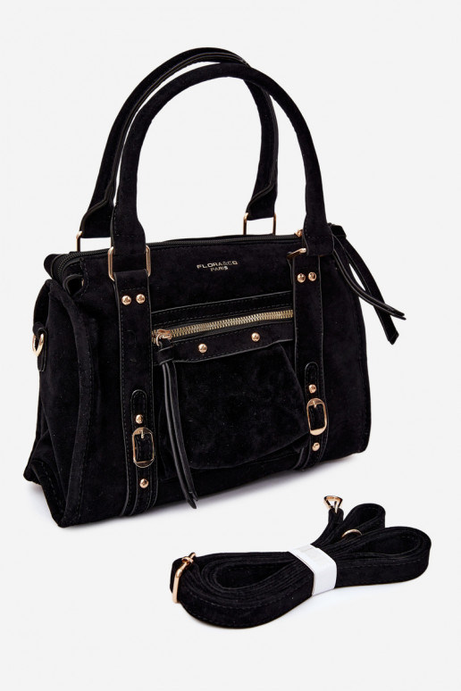 Tasche aus Kunstveloursleder schwarz Lendra
