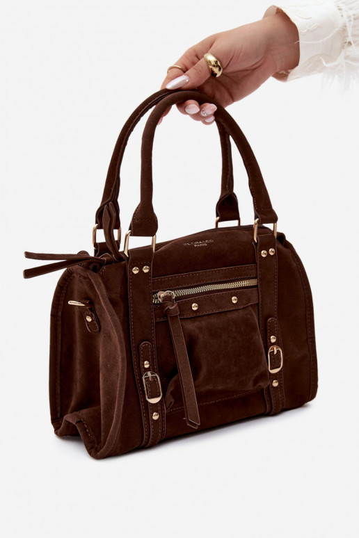 Tasche aus Kunstveloursleder schokoladenfarben Lendra
