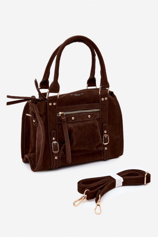 Tasche aus Kunstveloursleder schokoladenfarben Lendra