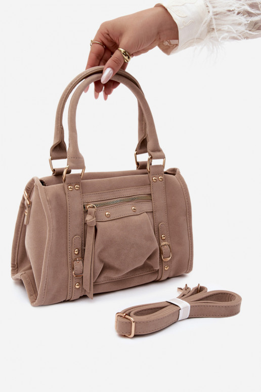 Tasche aus Kunstveloursleder sandfarben Lendra