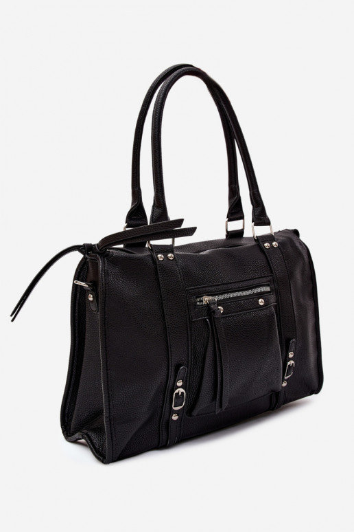 Große Tasche aus Kunstleder schwarz Nolita