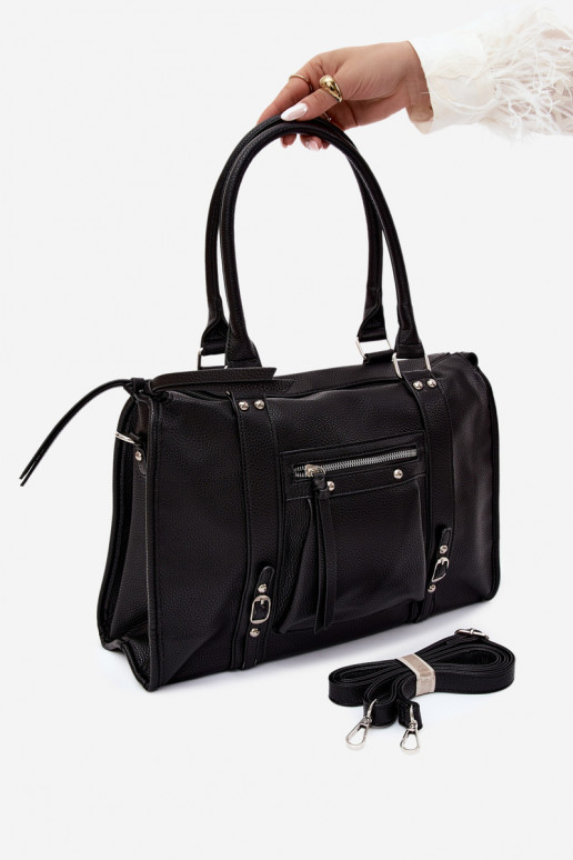 Große Tasche aus Kunstleder schwarz Nolita