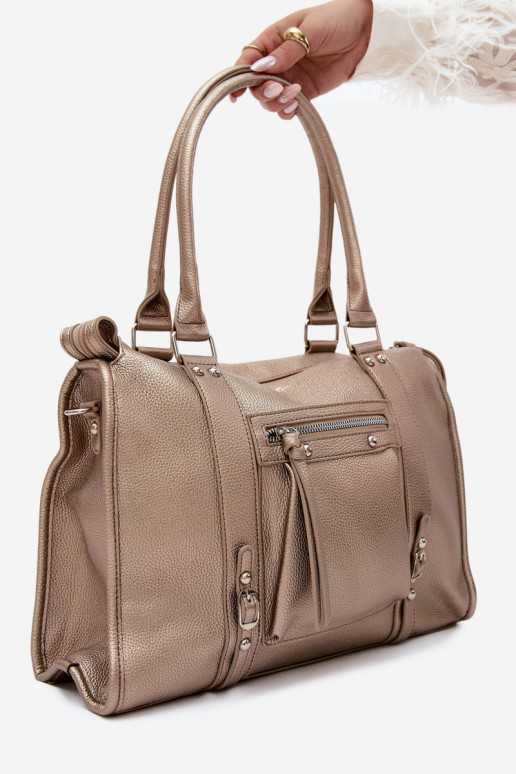 Große Tasche aus Kunstleder goldfarben Nolita