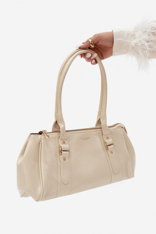 Handtasche aus Kunstleder elfenbeinfarben Muni