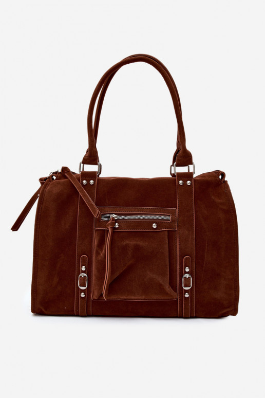 Große Tasche aus Kunstveloursleder in braun Nolita