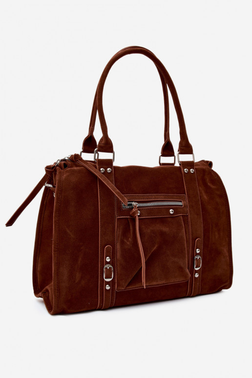 Große Tasche aus Kunstveloursleder in braun Nolita