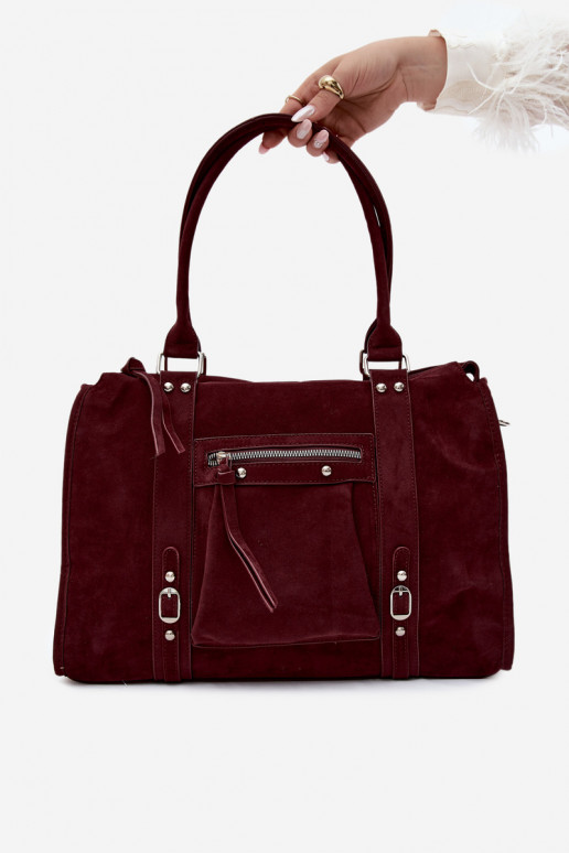 Große Tasche aus Kunstveloursleder in bordeaux Nolita